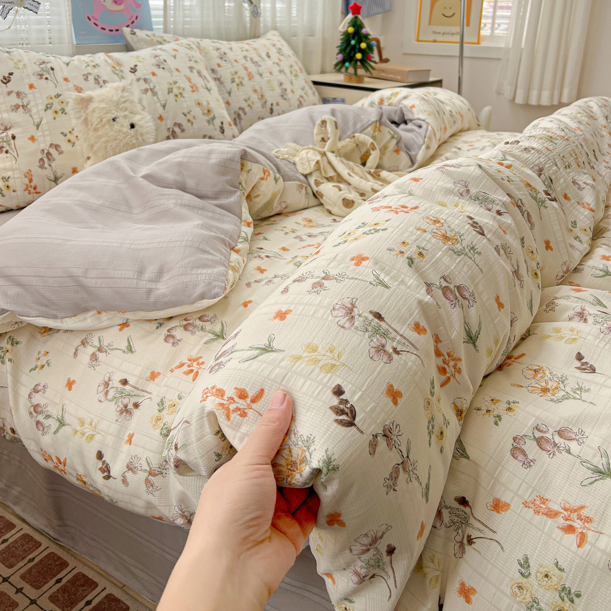 91家纺网 家纺一手货源 找家纺 王朝国际 2026新款A类彩竺棉印花四件套 秋菊