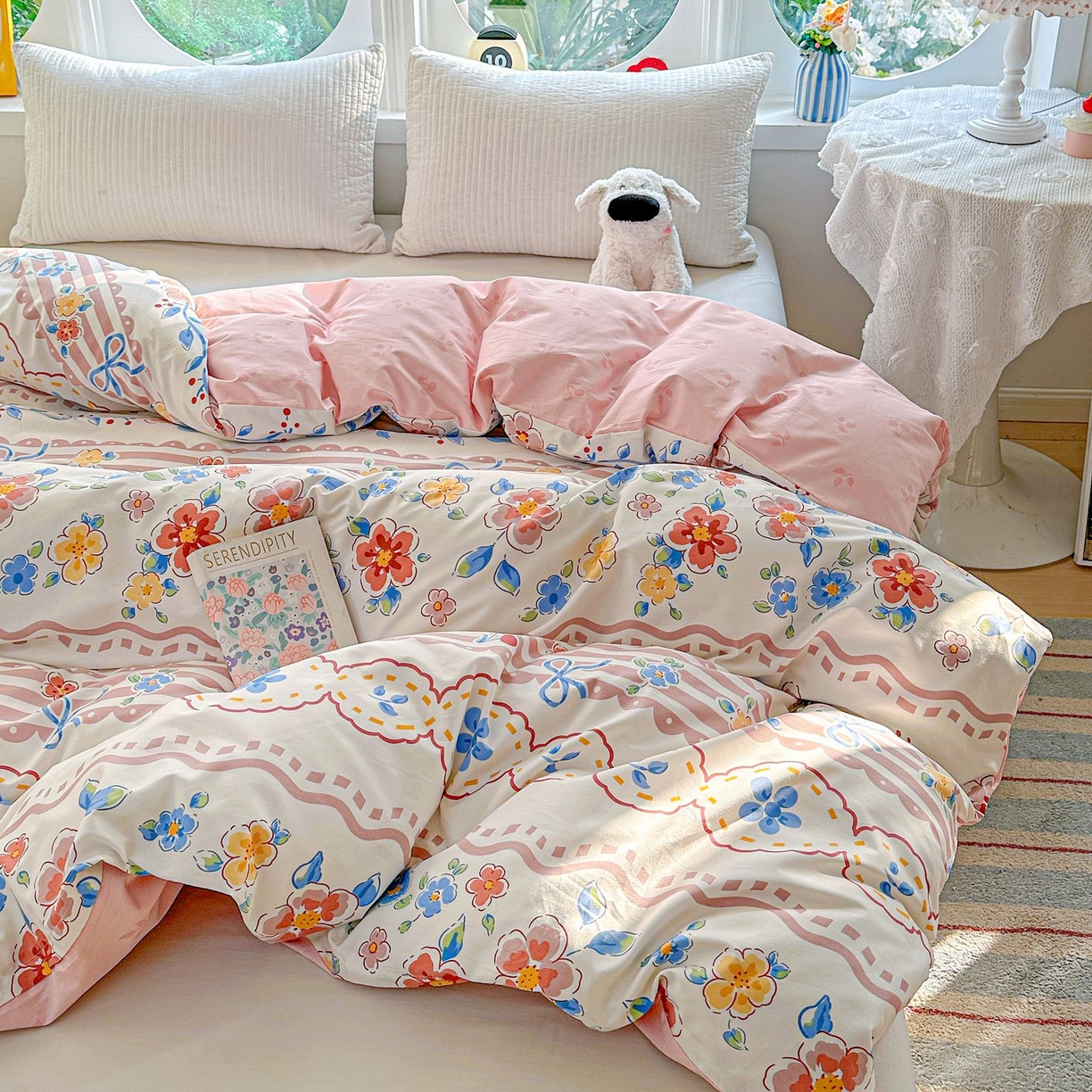 91家纺网 家纺一手货源 找家纺 恩泽家纺 2026新款13372ins全棉印花四件套单品系列-单被套 眷恋