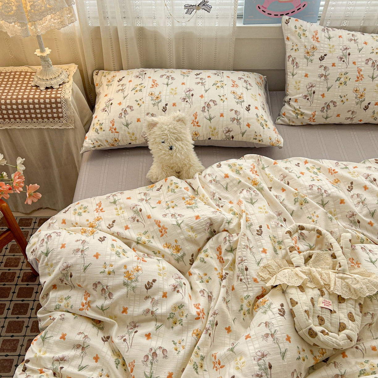 91家纺网 家纺一手货源 找家纺 王朝国际 2026新款A类彩竺棉印花四件套 秋菊