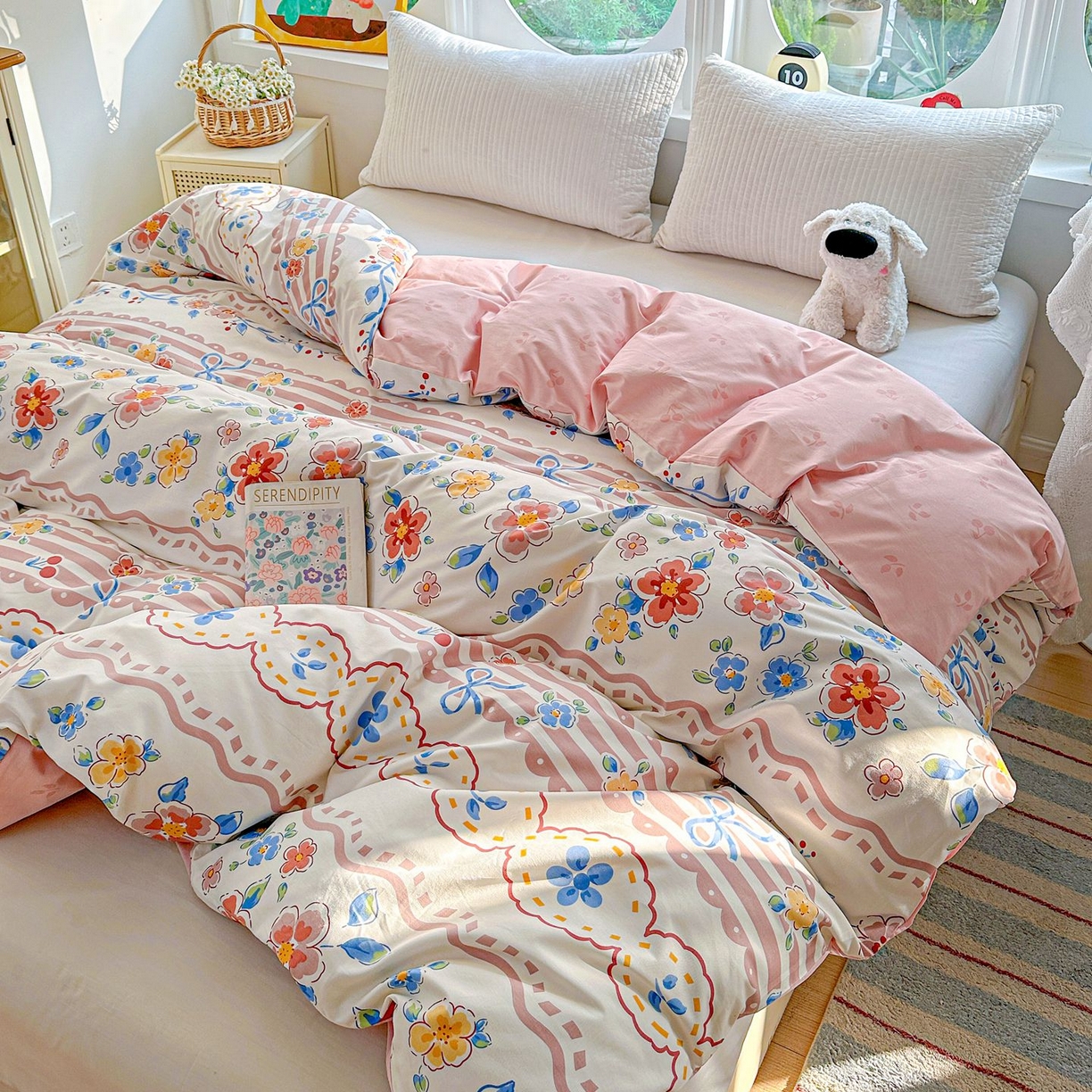 91家纺网 家纺一手货源 找家纺 恩泽家纺 2026新款13372ins全棉印花四件套单品系列-单被套 眷恋