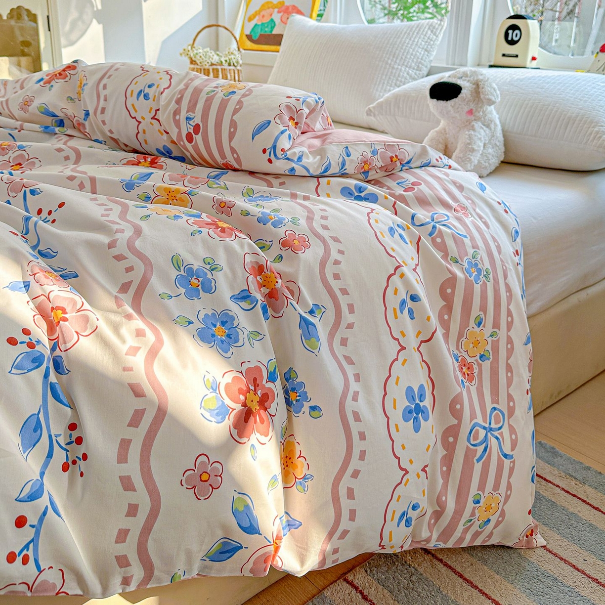 91家纺网 家纺一手货源 找家纺 恩泽家纺 2026新款13372ins全棉印花四件套单品系列-单被套 眷恋