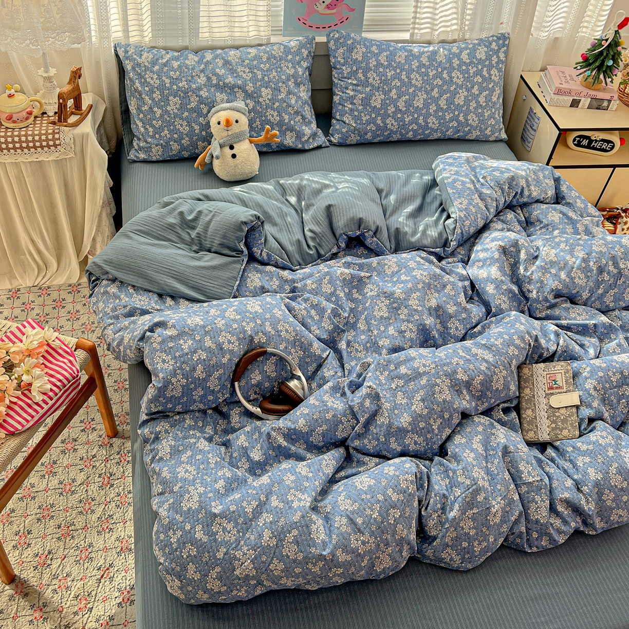 91家纺网 家纺一手货源 找家纺 王朝国际 2026新款A类彩竺棉印花四件套 锁清秋