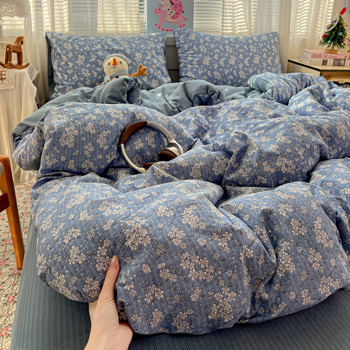 91家纺网 家纺一手货源 找家纺 王朝国际 2026新款A类彩竺棉印花四件套 锁清秋