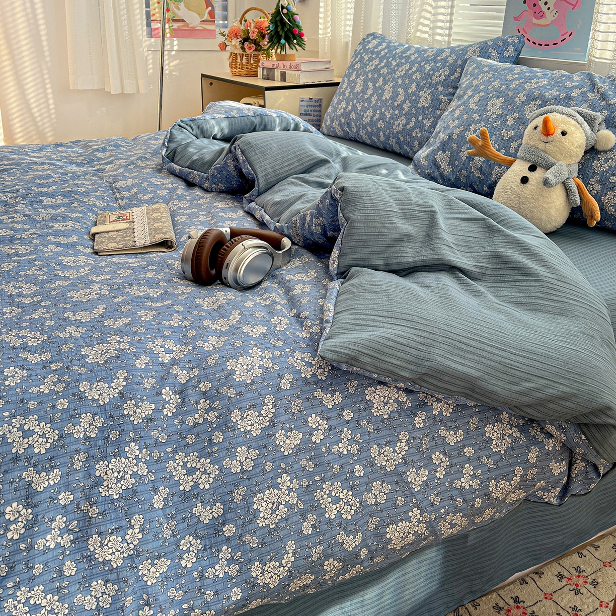 91家纺网 家纺一手货源 找家纺 王朝国际 2026新款A类彩竺棉印花四件套 锁清秋