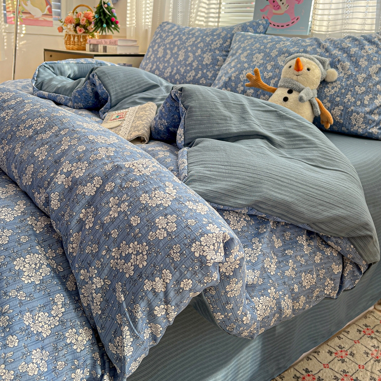 91家纺网 家纺一手货源 找家纺 王朝国际 2026新款A类彩竺棉印花四件套 锁清秋