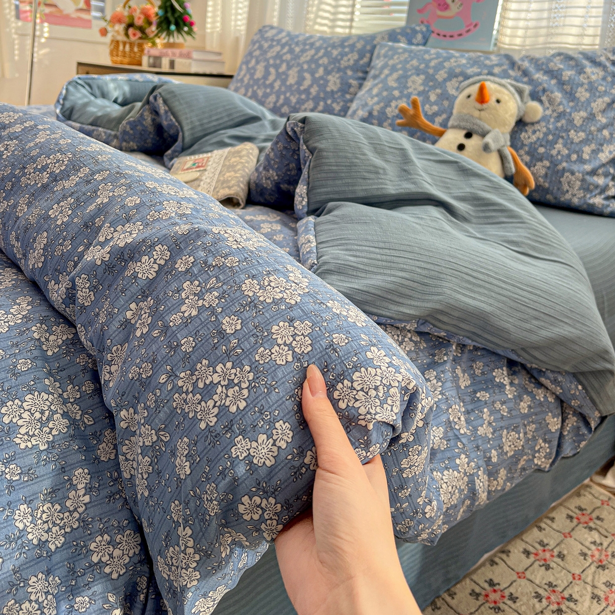 91家纺网 家纺一手货源 找家纺 王朝国际 2026新款A类彩竺棉印花四件套 锁清秋