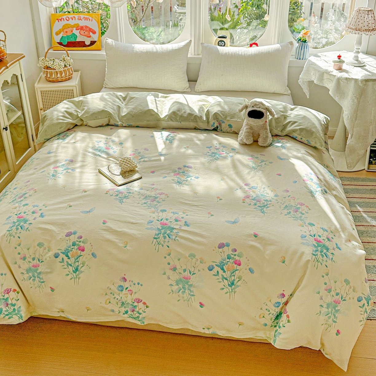 91家纺网 家纺一手货源 找家纺 恩泽家纺 2026新款13372ins全棉印花四件套单品系列-单被套 空谷幽兰