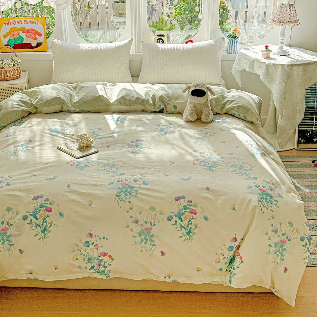 91家纺网 家纺一手货源 找家纺 恩泽家纺 2026新款13372ins全棉印花四件套单品系列-单被套 空谷幽兰