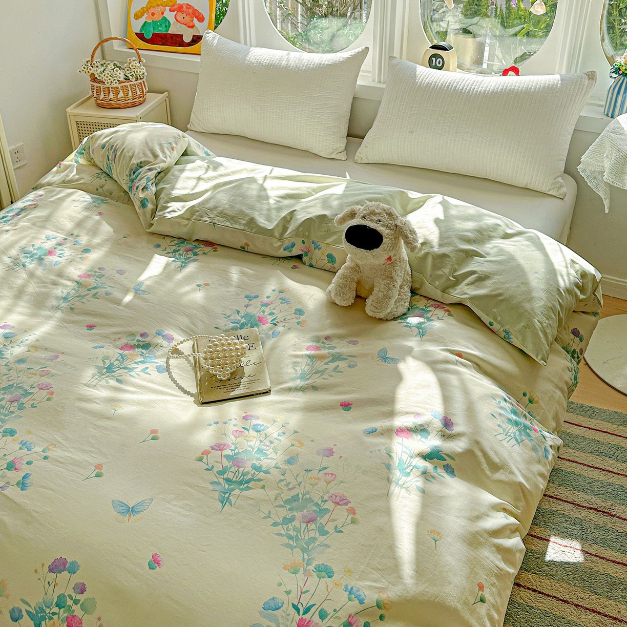 91家纺网 家纺一手货源 找家纺 恩泽家纺 2026新款13372ins全棉印花四件套单品系列-单被套 空谷幽兰