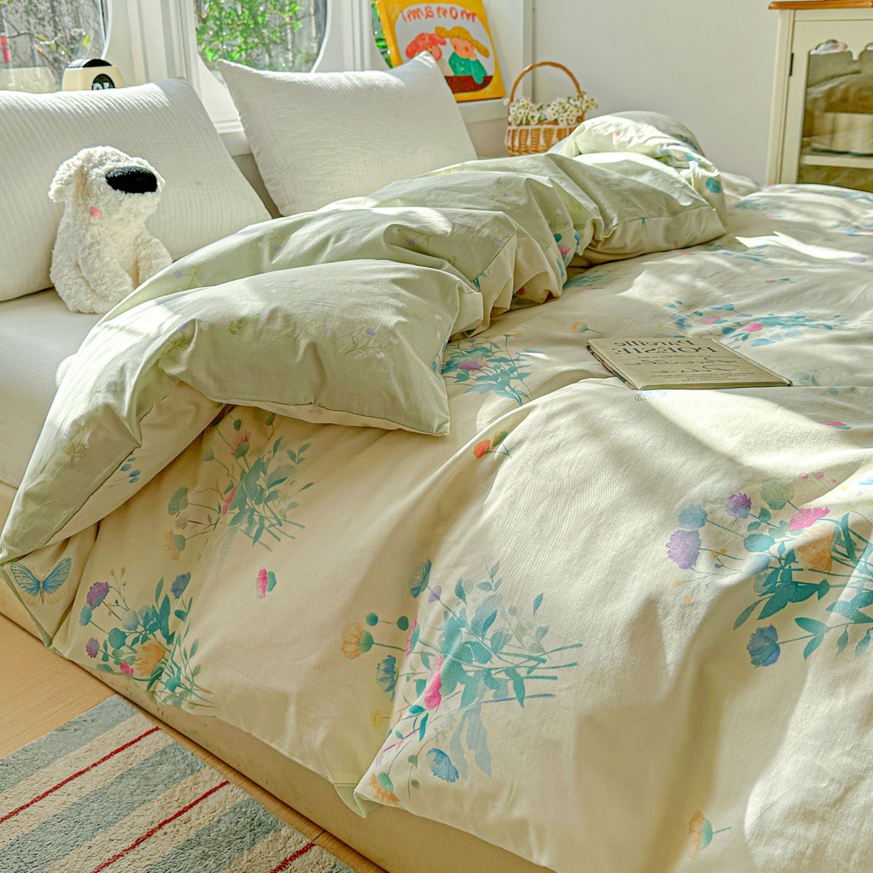 91家纺网 家纺一手货源 找家纺 恩泽家纺 2026新款13372ins全棉印花四件套单品系列-单被套 空谷幽兰