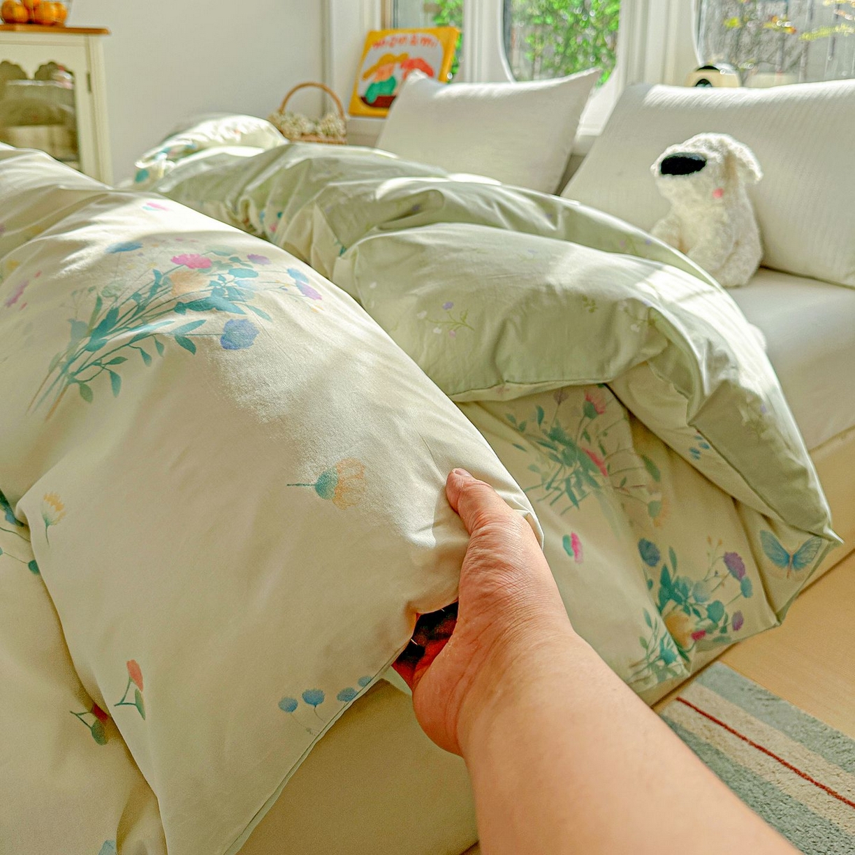 91家纺网 家纺一手货源 找家纺 恩泽家纺 2026新款13372ins全棉印花四件套单品系列-单被套 空谷幽兰