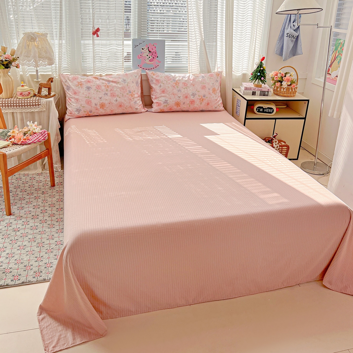 91家纺网 家纺一手货源 找家纺 王朝国际 2026新款A类彩竺棉印花四件套 桃夭夭