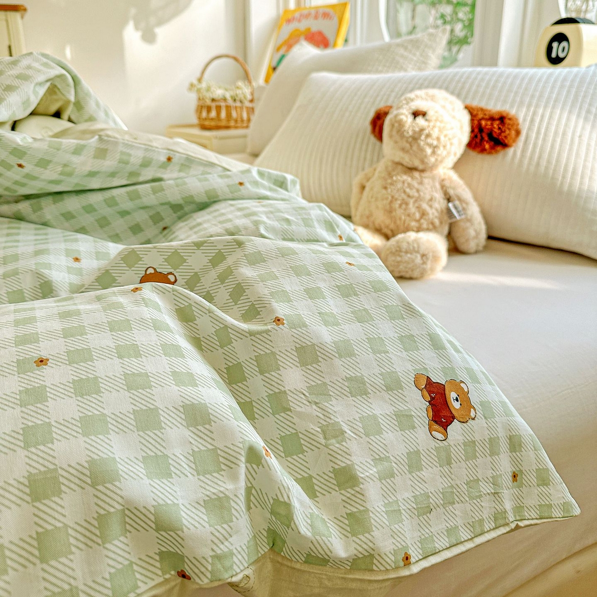 91家纺网 家纺一手货源 找家纺 恩泽家纺 2026新款13372ins全棉印花四件套单品系列-单被套 酷仔熊