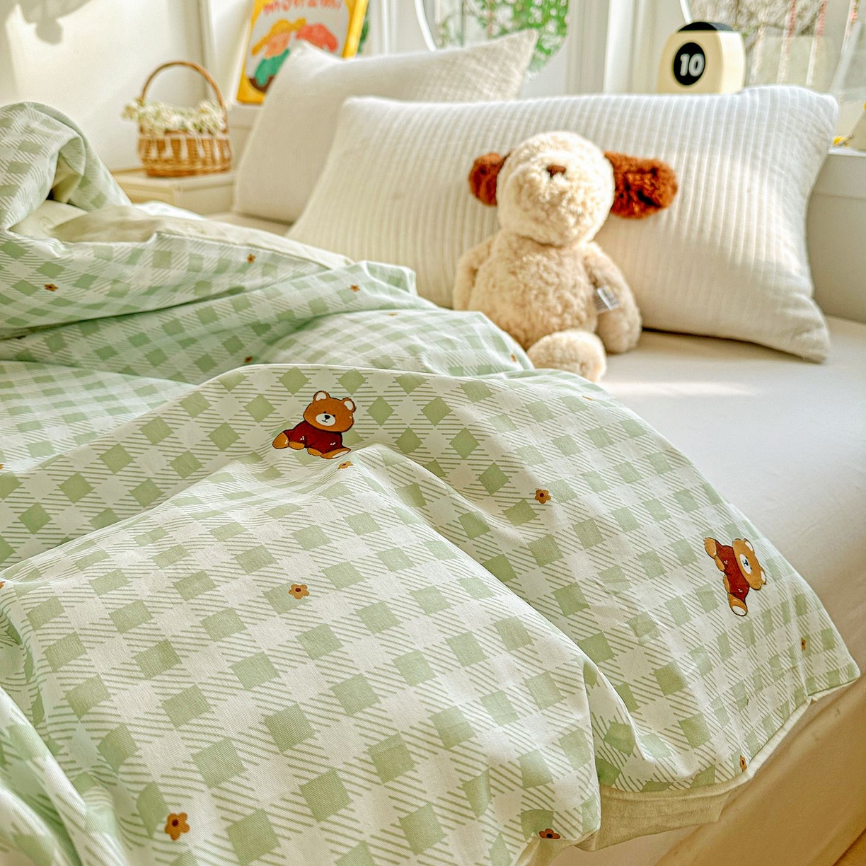 91家纺网 家纺一手货源 找家纺 恩泽家纺 2026新款13372ins全棉印花四件套单品系列-单被套 酷仔熊