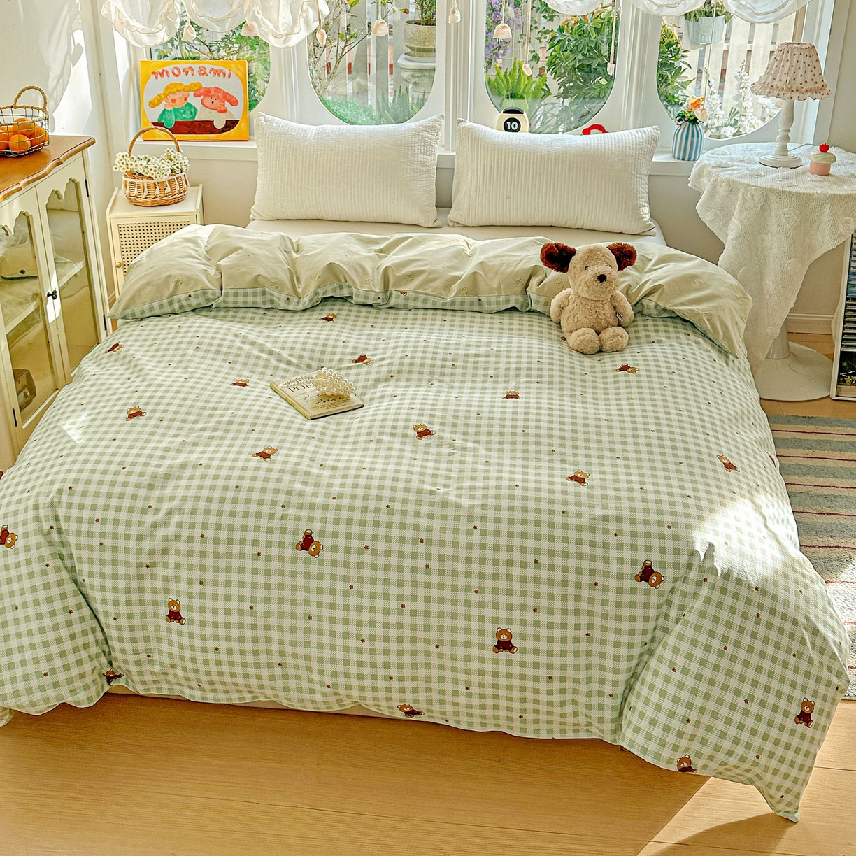 91家纺网 家纺一手货源 找家纺 恩泽家纺 2026新款13372ins全棉印花四件套单品系列-单被套 酷仔熊