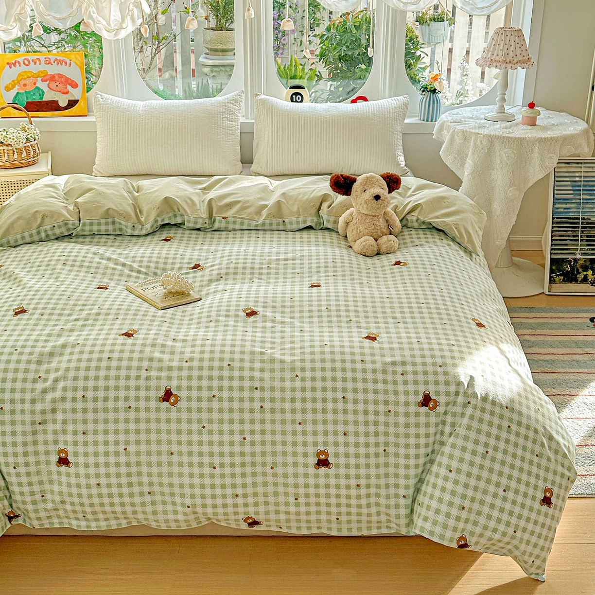 91家纺网 家纺一手货源 找家纺 恩泽家纺 2026新款13372ins全棉印花四件套单品系列-单被套 酷仔熊