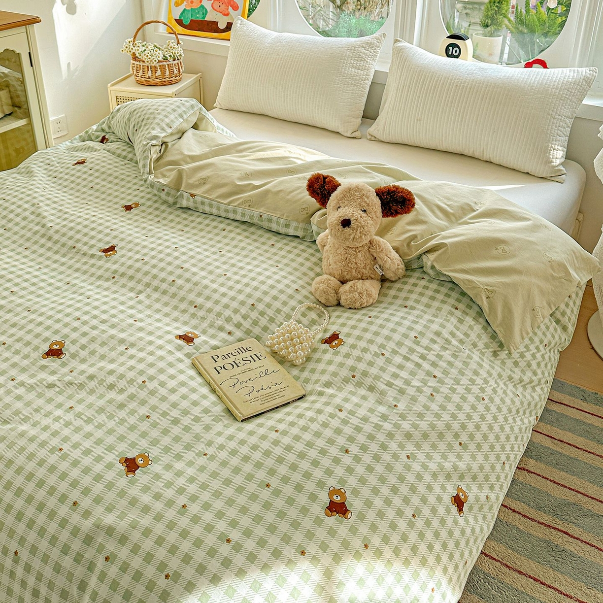 91家纺网 家纺一手货源 找家纺 恩泽家纺 2026新款13372ins全棉印花四件套单品系列-单被套 酷仔熊