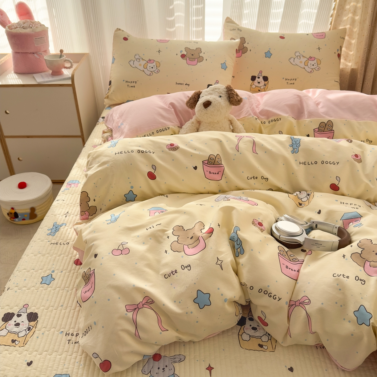 KA家纺 2026春夏新款全棉床盖款卡通印花四件套 可爱颂