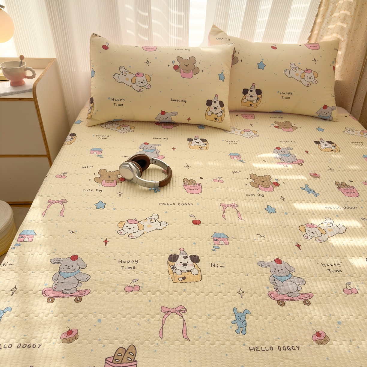 91家纺网 家纺一手货源 找家纺 KA家纺 2026春夏新款全棉床盖款卡通印花四件套 可爱颂