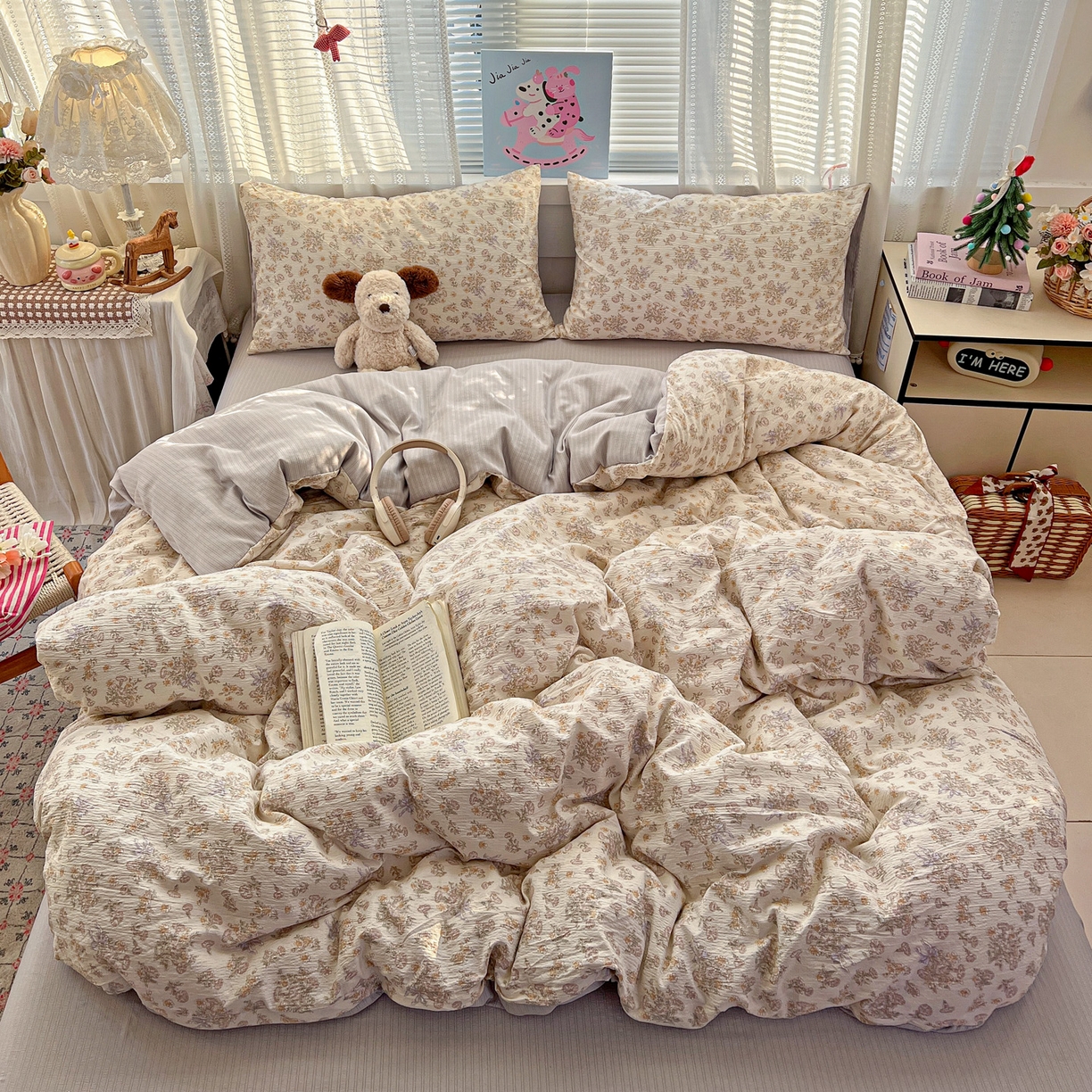 91家纺网 家纺一手货源 找家纺 王朝国际 2026新款A类彩竺棉印花四件套 夕颜