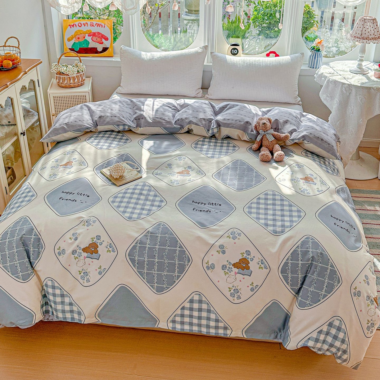 91家纺网 家纺一手货源 找家纺 恩泽家纺 2026新款13372ins全棉印花四件套单品系列-单被套 乐园