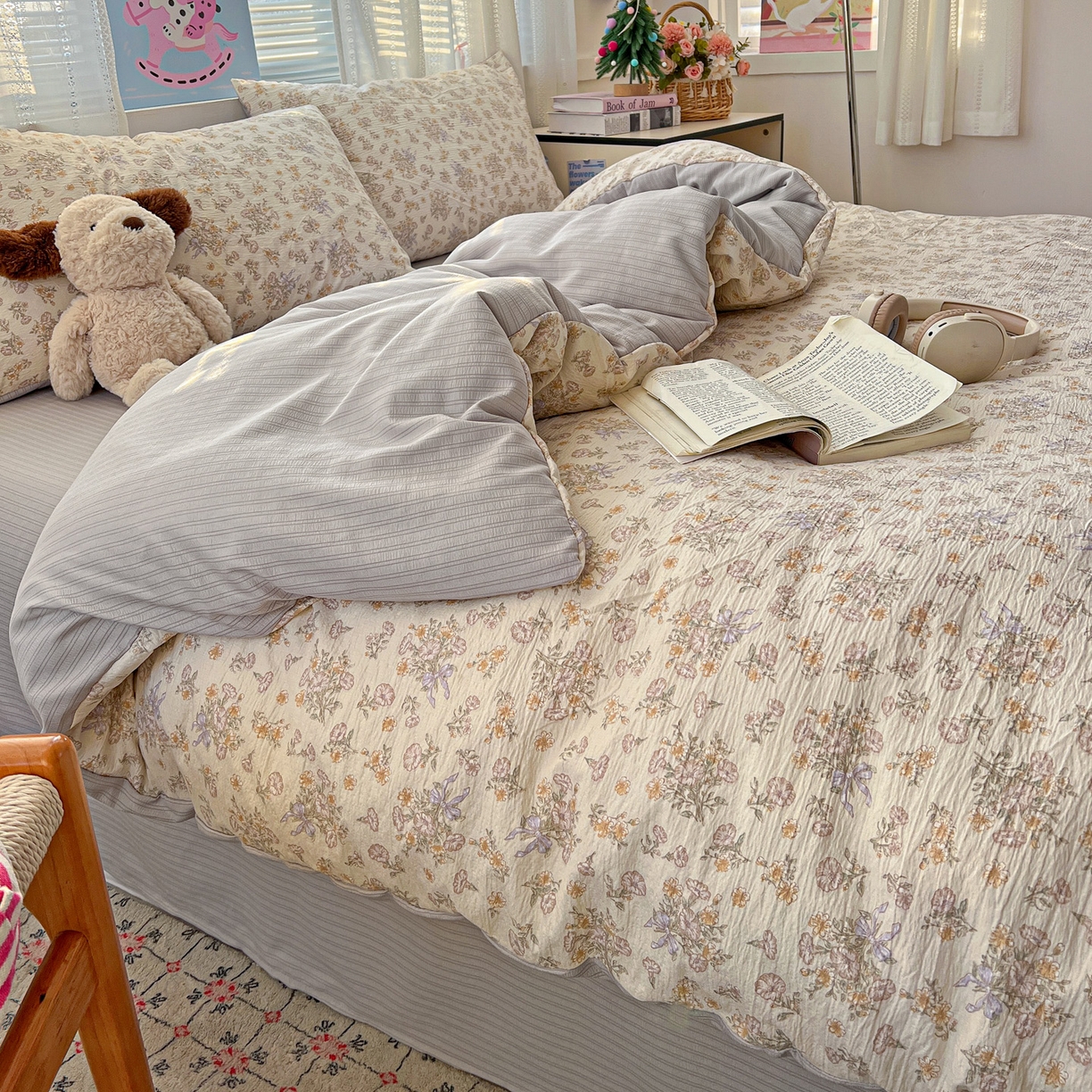 91家纺网 家纺一手货源 找家纺 王朝国际 2026新款A类彩竺棉印花四件套 夕颜