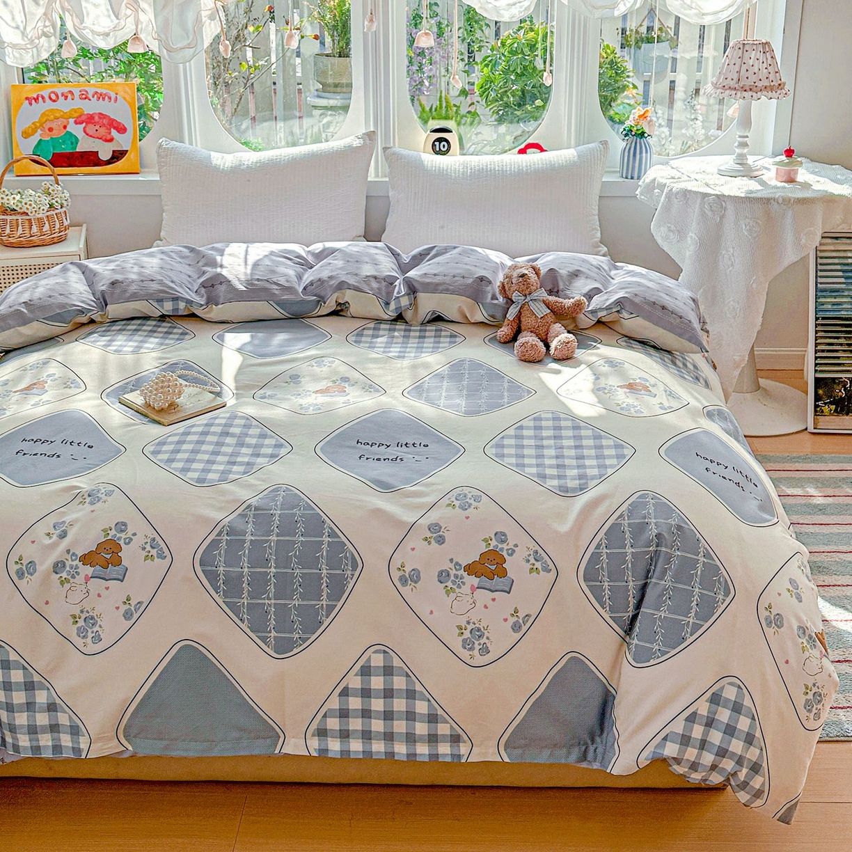 91家纺网 家纺一手货源 找家纺 恩泽家纺 2026新款13372ins全棉印花四件套单品系列-单被套 乐园