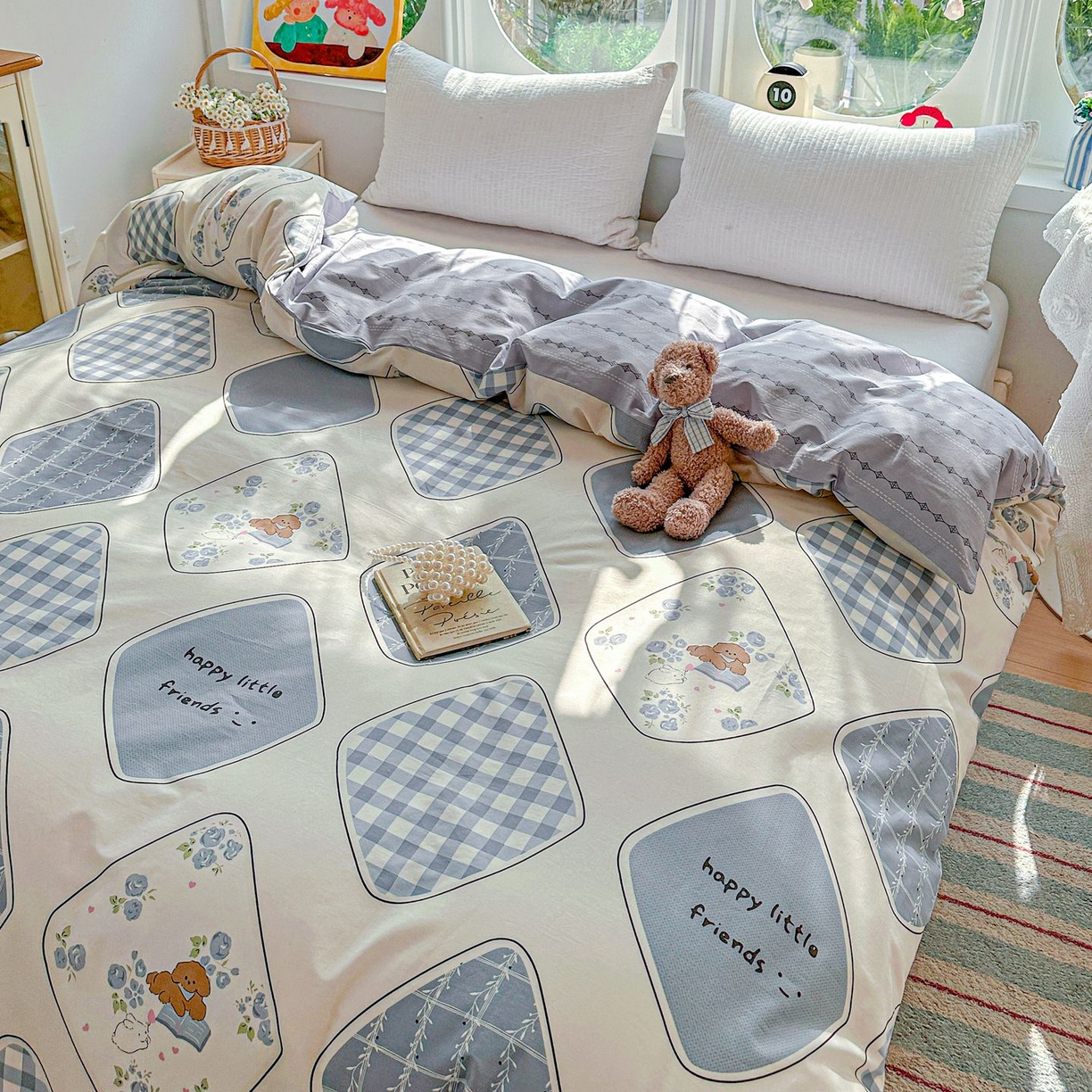 91家纺网 家纺一手货源 找家纺 恩泽家纺 2026新款13372ins全棉印花四件套单品系列-单被套 乐园