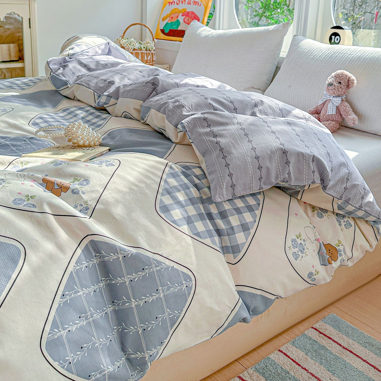 91家纺网 家纺一手货源 找家纺 恩泽家纺 2026新款13372ins全棉印花四件套单品系列-单被套 乐园