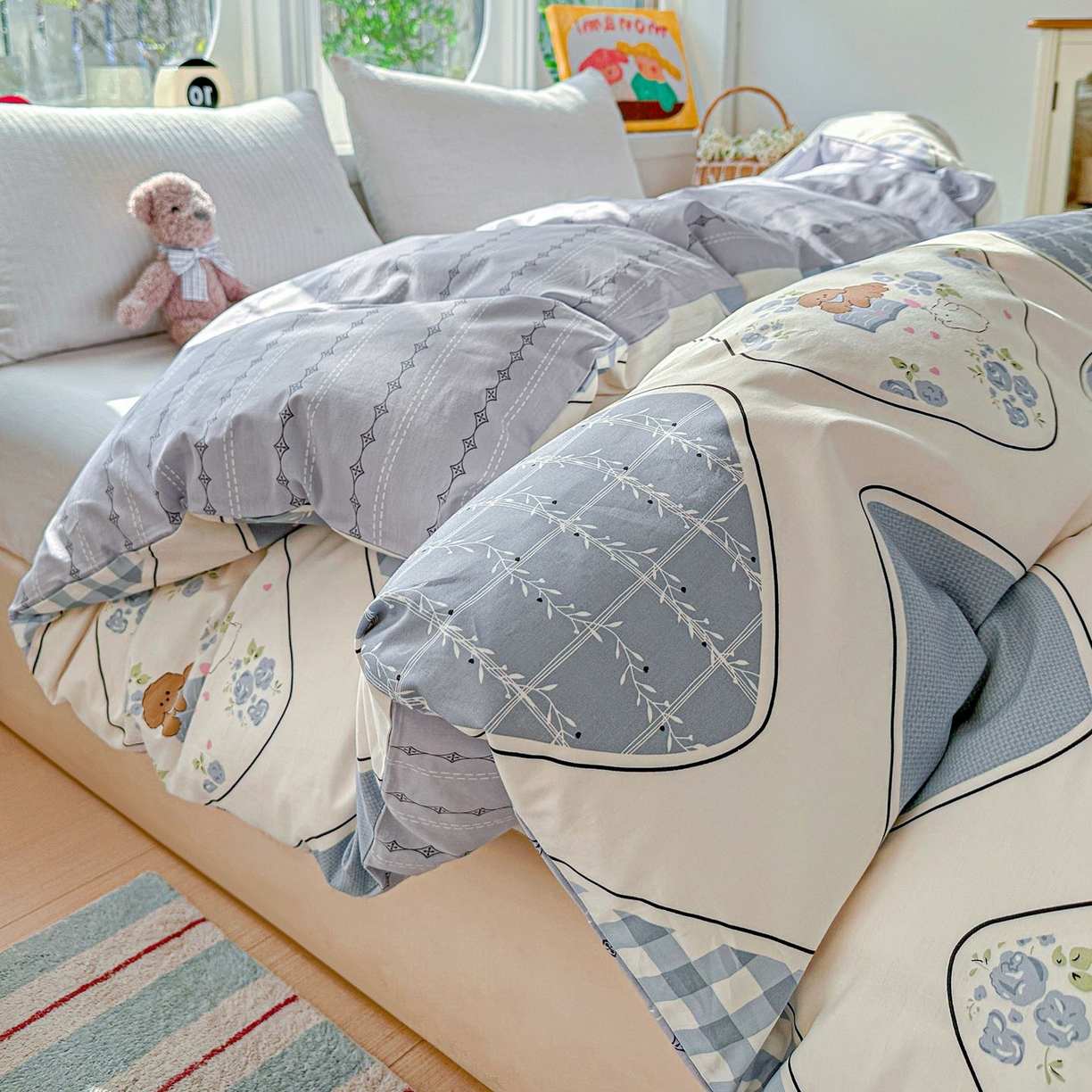 91家纺网 家纺一手货源 找家纺 恩泽家纺 2026新款13372ins全棉印花四件套单品系列-单被套 乐园