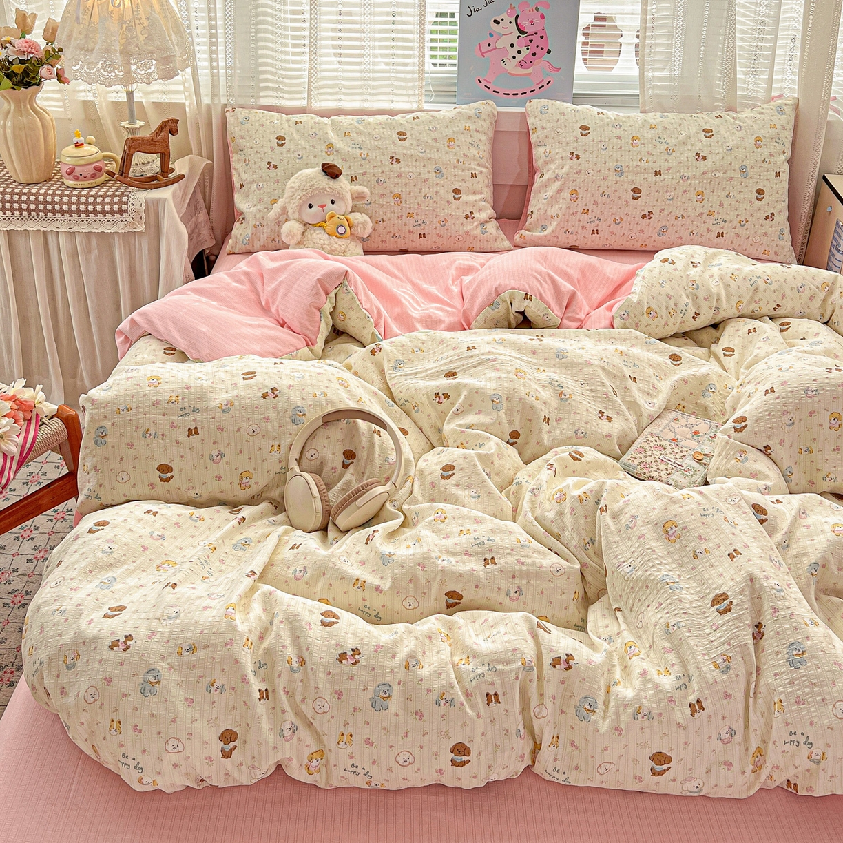 91家纺网 家纺一手货源 找家纺 王朝国际 2026新款A类彩竺棉印花四件套 西高地