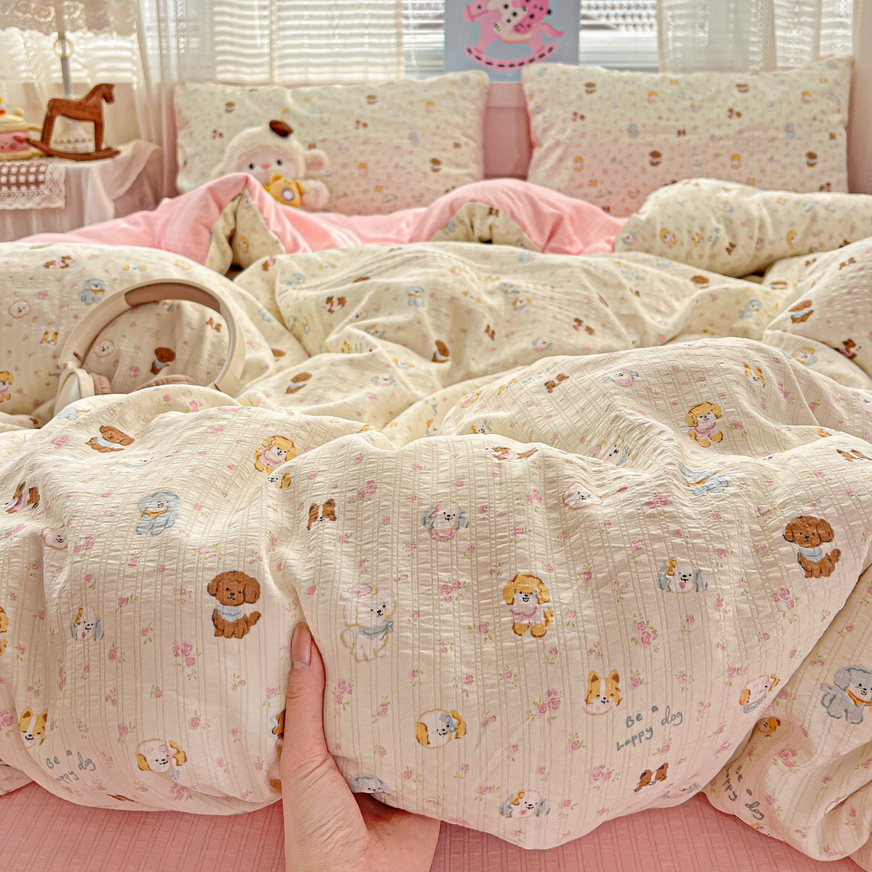 91家纺网 家纺一手货源 找家纺 王朝国际 2026新款A类彩竺棉印花四件套 西高地