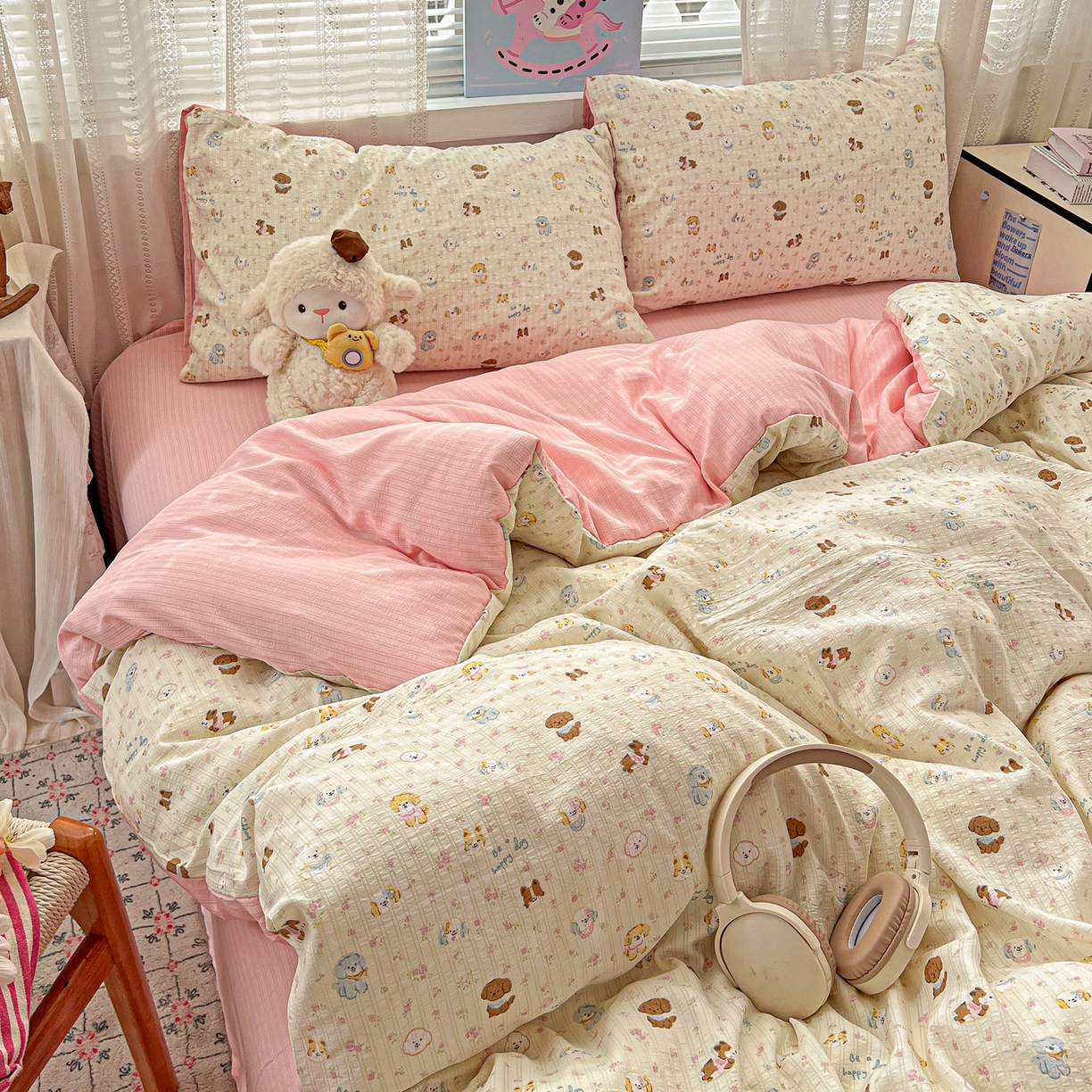 91家纺网 家纺一手货源 找家纺 王朝国际 2026新款A类彩竺棉印花四件套 西高地