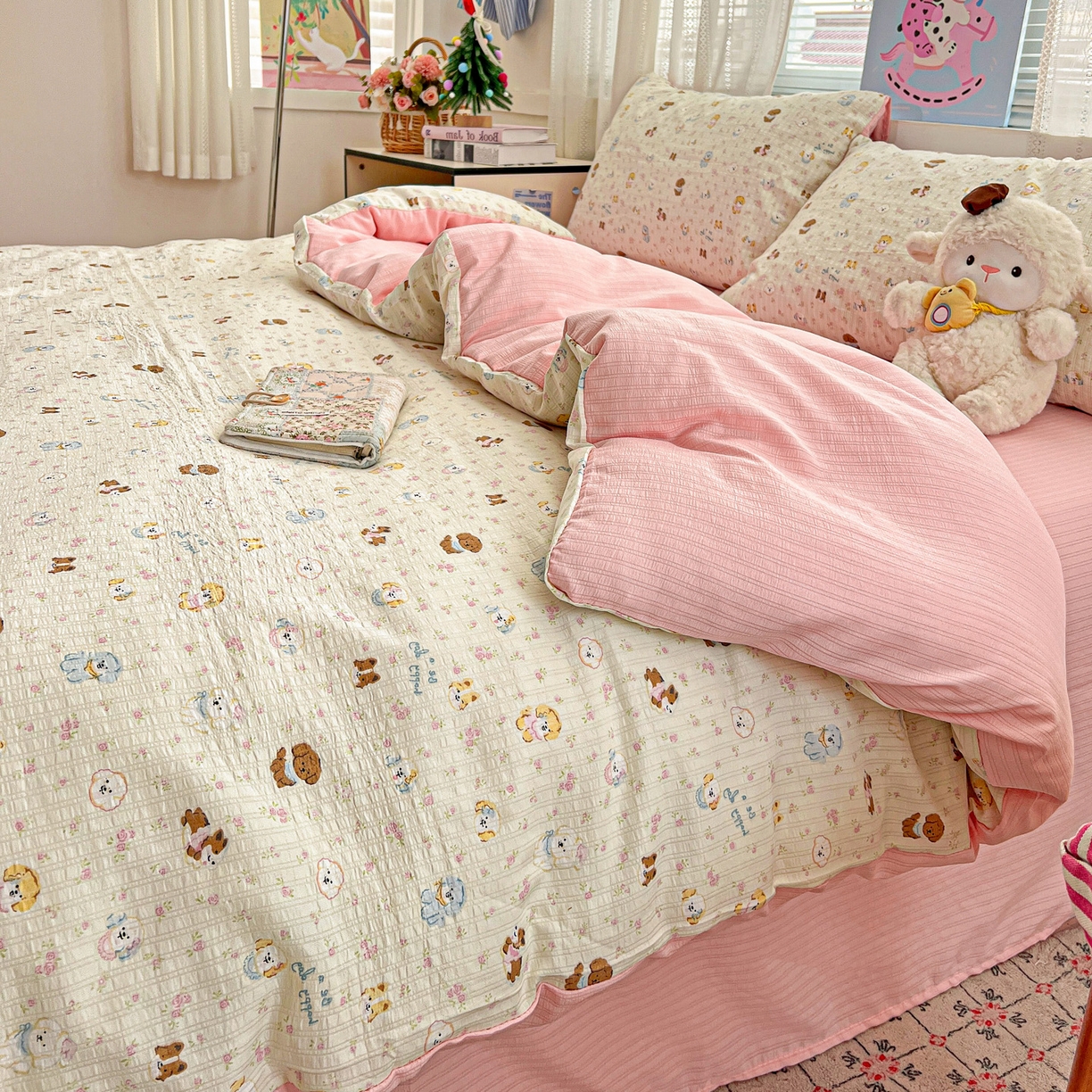 91家纺网 家纺一手货源 找家纺 王朝国际 2026新款A类彩竺棉印花四件套 西高地