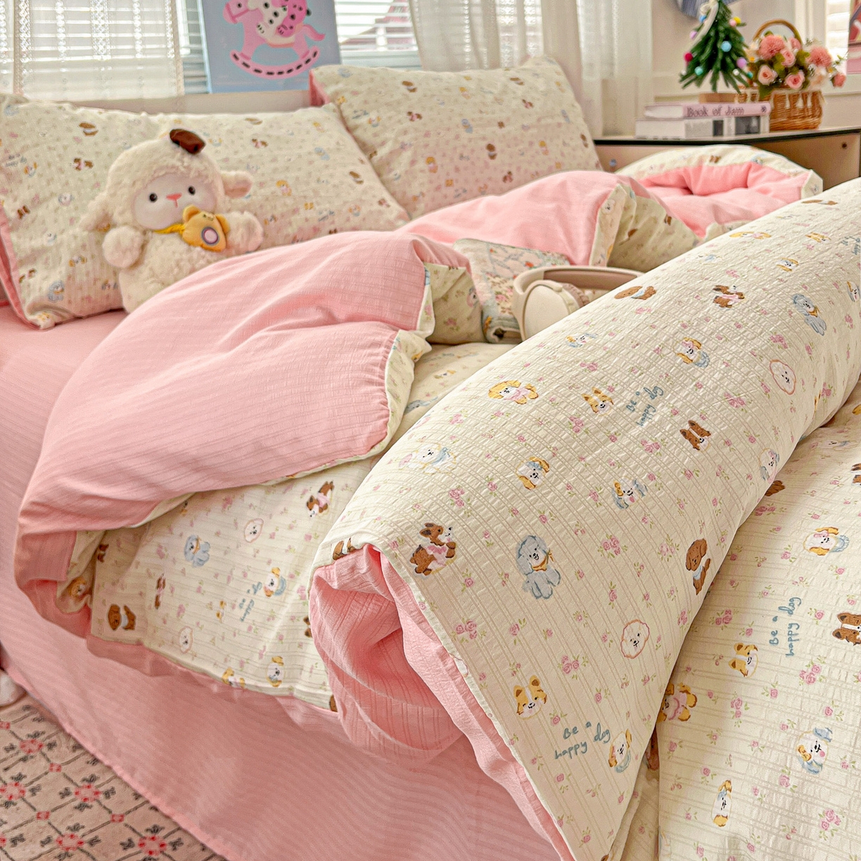 91家纺网 家纺一手货源 找家纺 王朝国际 2026新款A类彩竺棉印花四件套 西高地