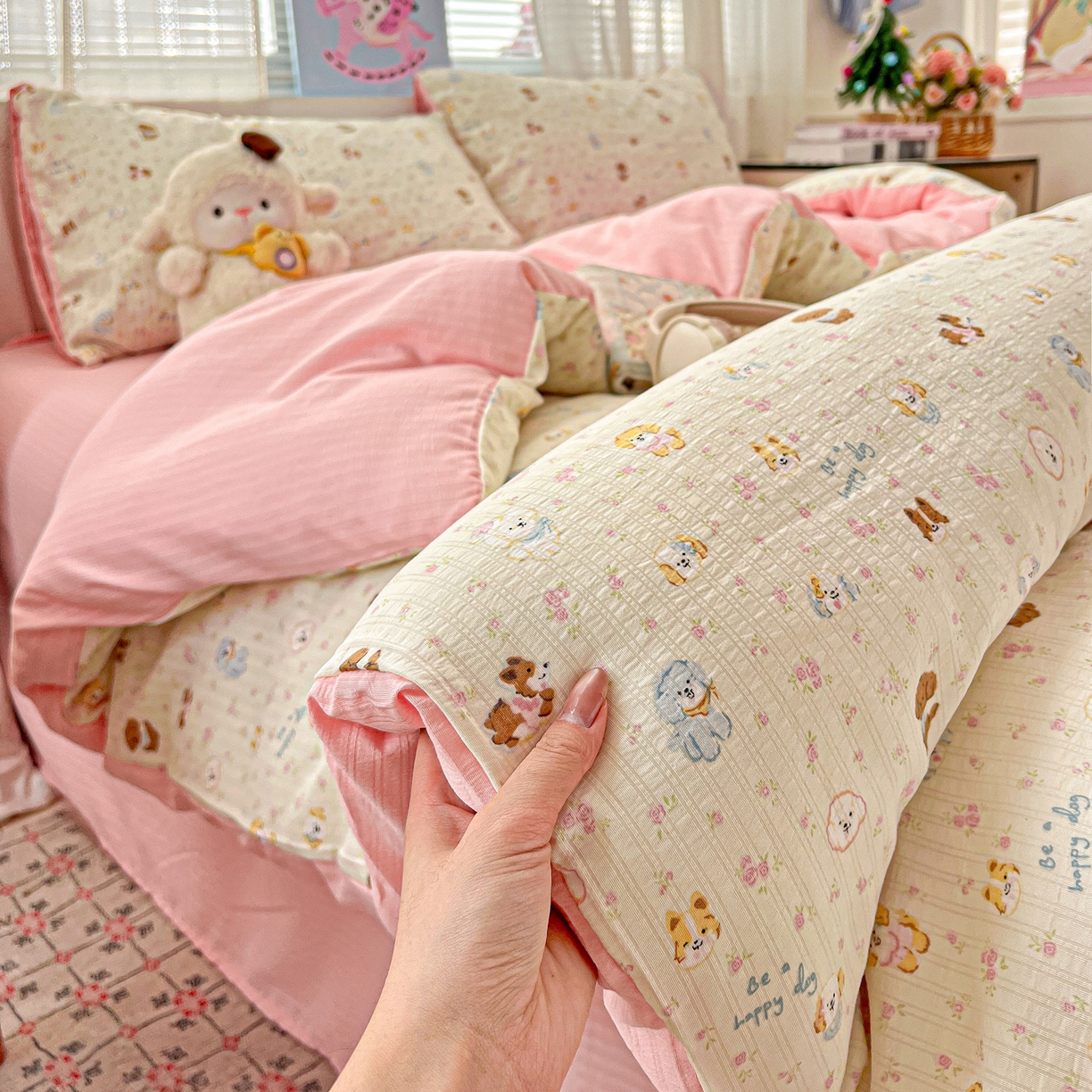 91家纺网 家纺一手货源 找家纺 王朝国际 2026新款A类彩竺棉印花四件套 西高地