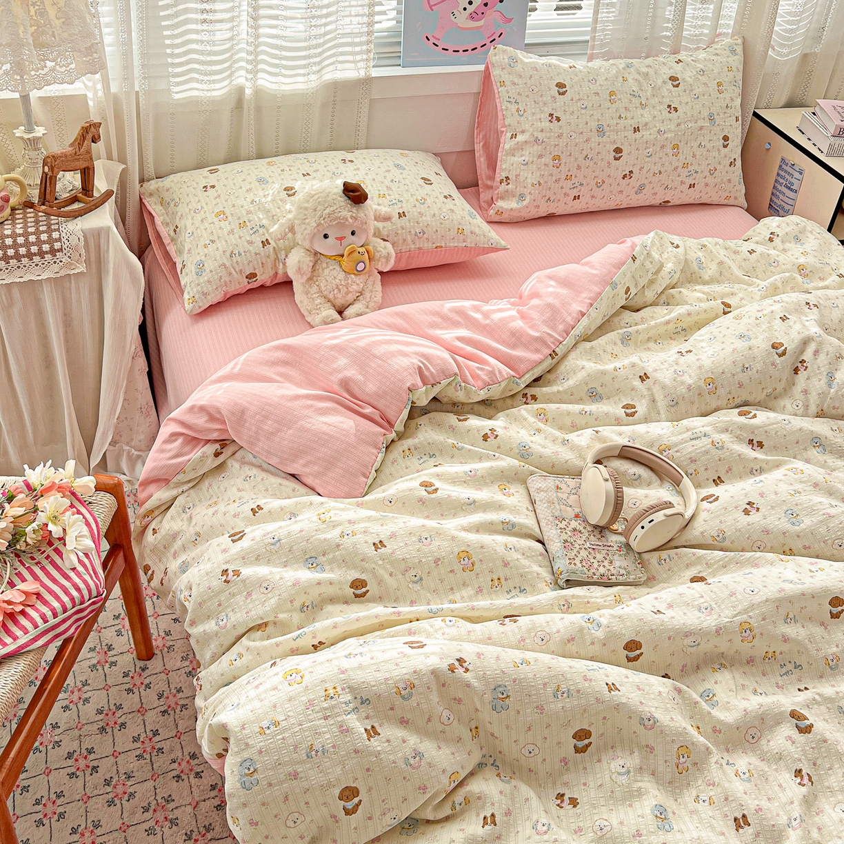 91家纺网 家纺一手货源 找家纺 王朝国际 2026新款A类彩竺棉印花四件套 西高地