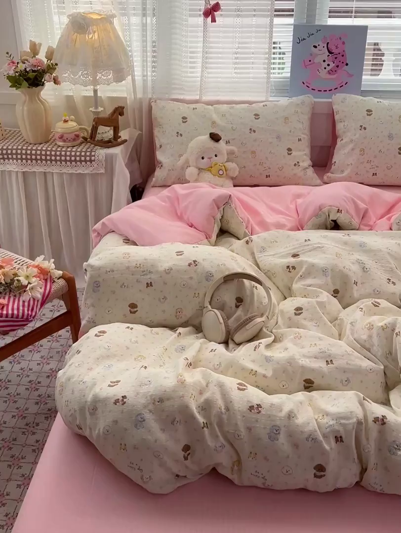 91家纺网 家纺一手货源 找家纺 王朝国际 2026新款A类彩竺棉印花四件套 西高地