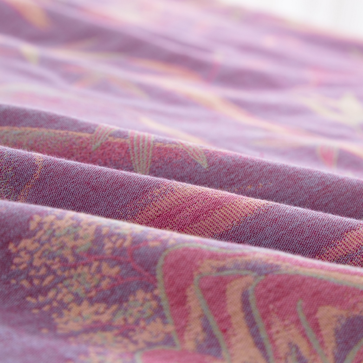 91家纺网 家纺一手货源 找家纺 双层纱家居 2026新款竹报平安全棉纯棉色织提花双层纱纽扣款四件套 竹报平安-紫罗兰