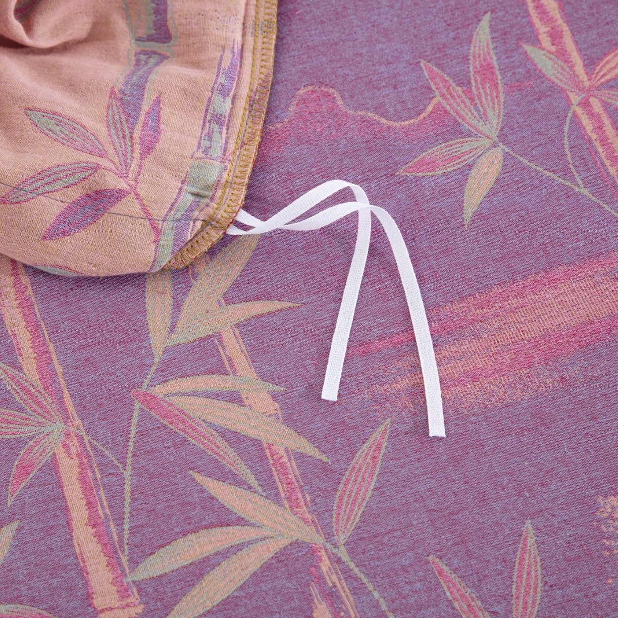 91家纺网 家纺一手货源 找家纺 双层纱家居 2026新款竹报平安全棉纯棉色织提花双层纱纽扣款四件套 竹报平安-紫罗兰