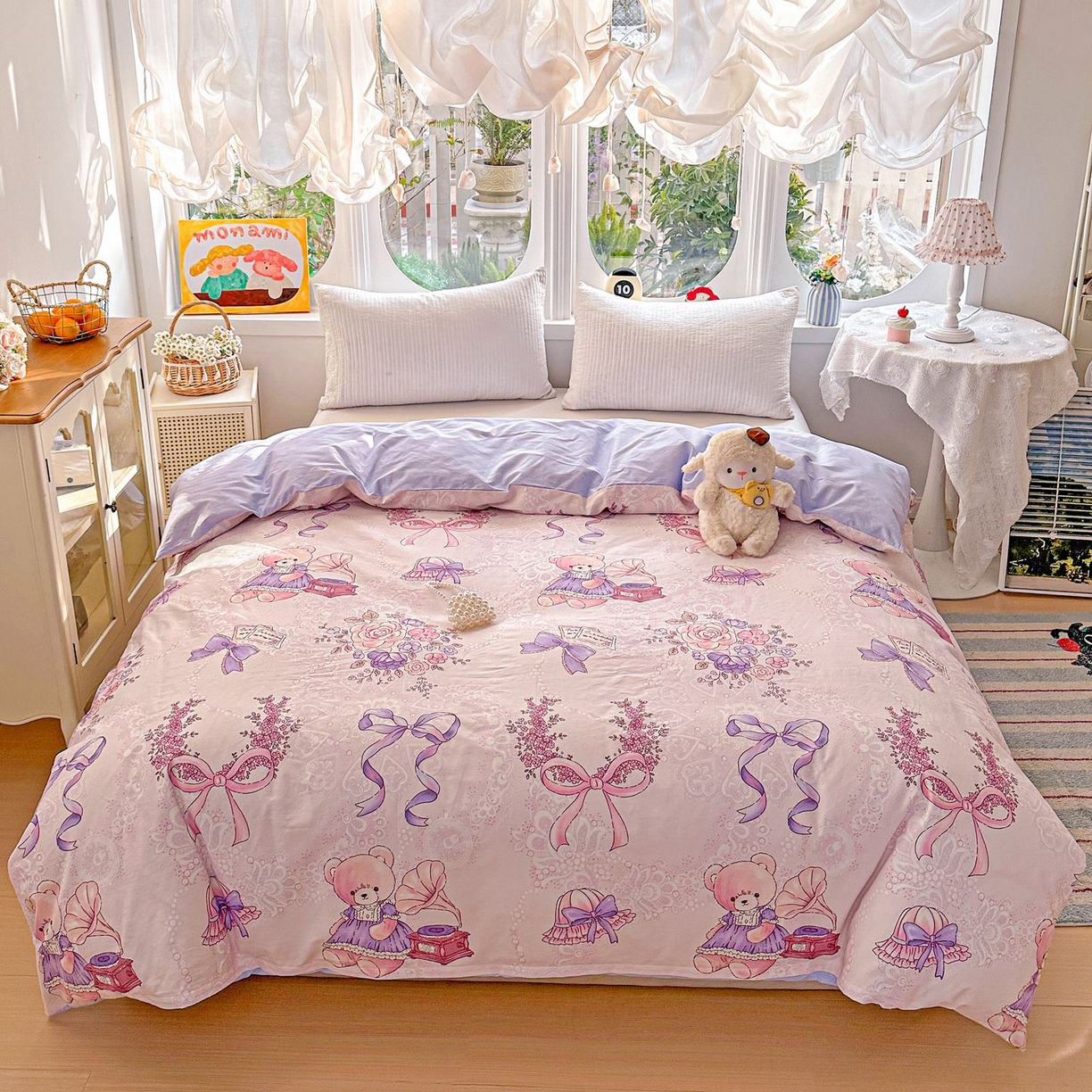 91家纺网 家纺一手货源 找家纺 恩泽家纺 2026新款13372ins全棉印花四件套单品系列-单被套 满香庭