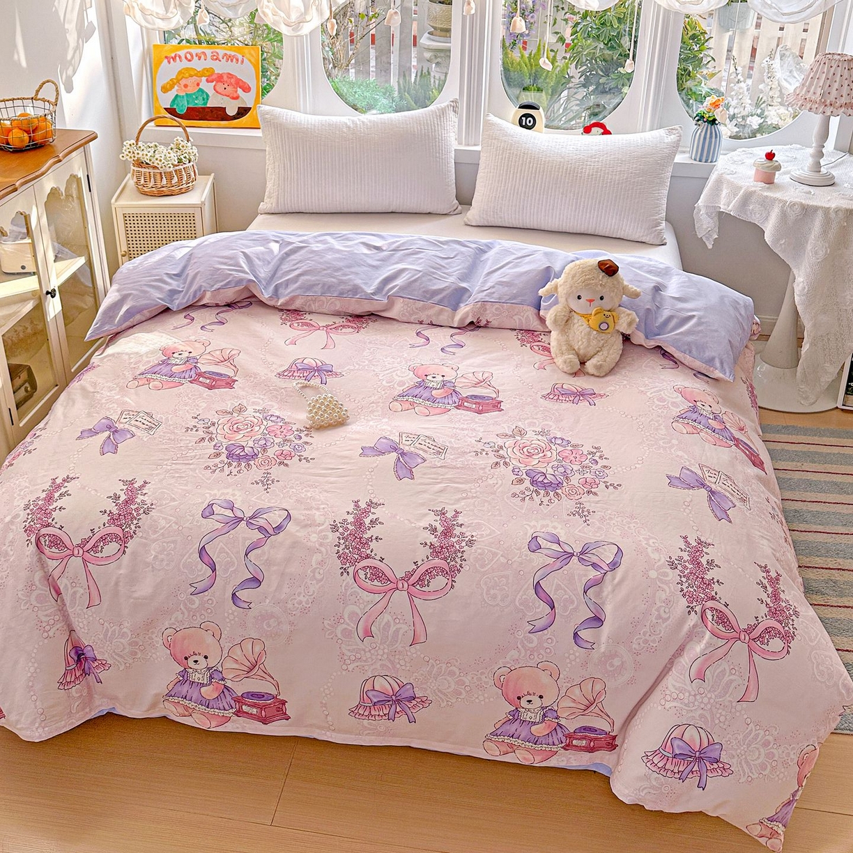 91家纺网 家纺一手货源 找家纺 恩泽家纺 2026新款13372ins全棉印花四件套单品系列-单被套 满香庭