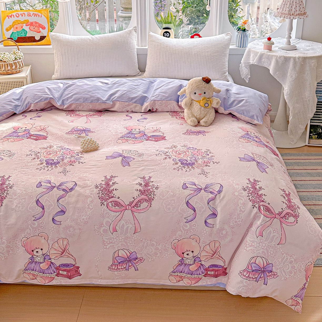 91家纺网 家纺一手货源 找家纺 恩泽家纺 2026新款13372ins全棉印花四件套单品系列-单被套 满香庭