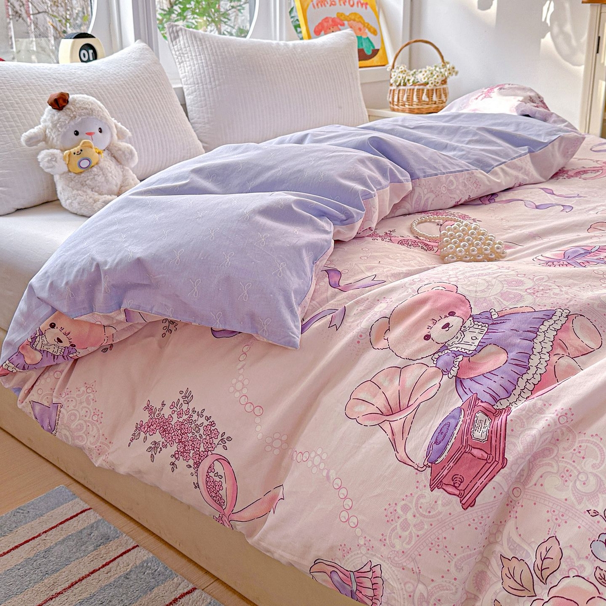 91家纺网 家纺一手货源 找家纺 恩泽家纺 2026新款13372ins全棉印花四件套单品系列-单被套 满香庭