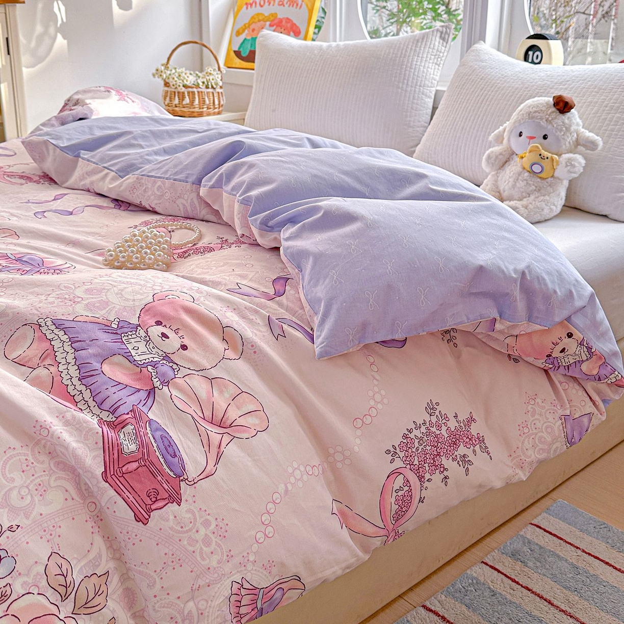 91家纺网 家纺一手货源 找家纺 恩泽家纺 2026新款13372ins全棉印花四件套单品系列-单被套 满香庭