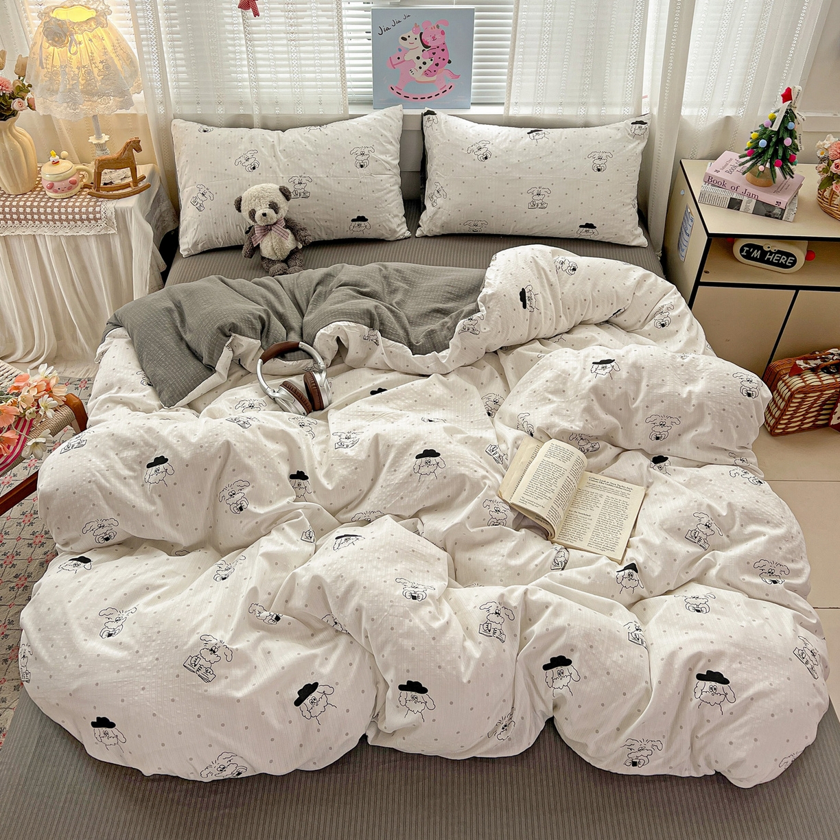 91家纺网 家纺一手货源 找家纺 王朝国际 2026新款A类彩竺棉印花四件套 心动汪