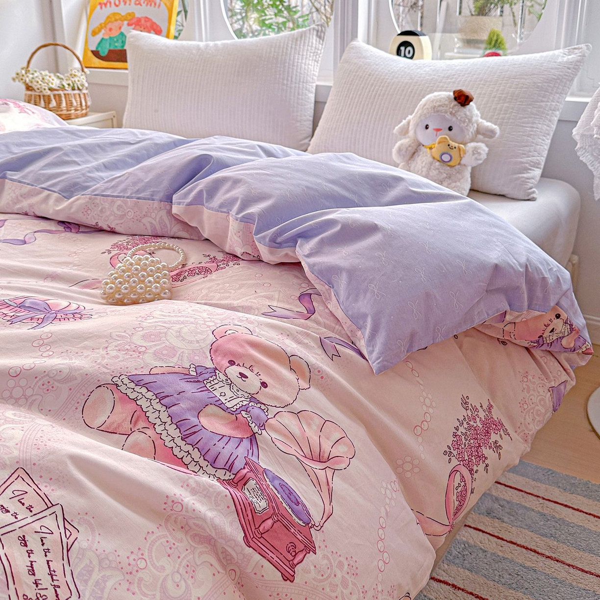 91家纺网 家纺一手货源 找家纺 恩泽家纺 2026新款13372ins全棉印花四件套单品系列-单被套 满香庭