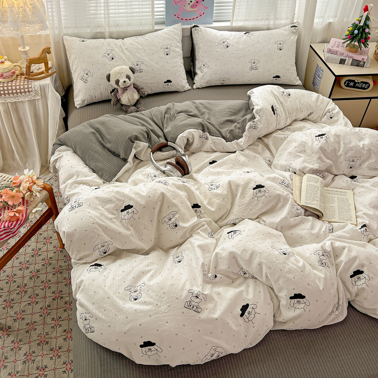 91家纺网 家纺一手货源 找家纺 王朝国际 2026新款A类彩竺棉印花四件套 心动汪