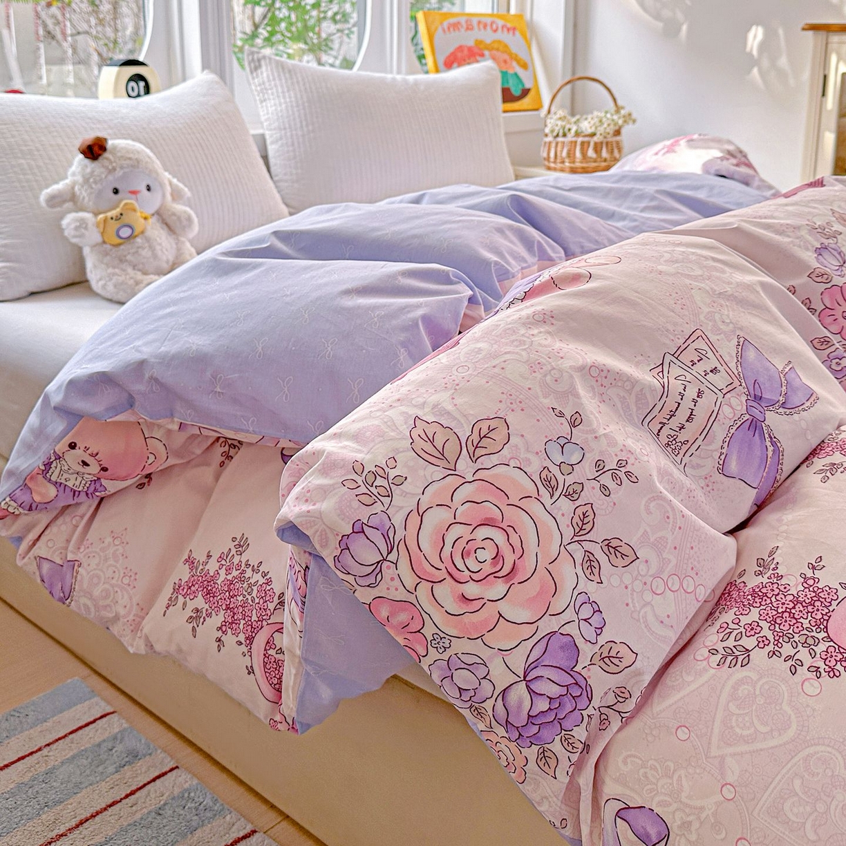 91家纺网 家纺一手货源 找家纺 恩泽家纺 2026新款13372ins全棉印花四件套单品系列-单被套 满香庭