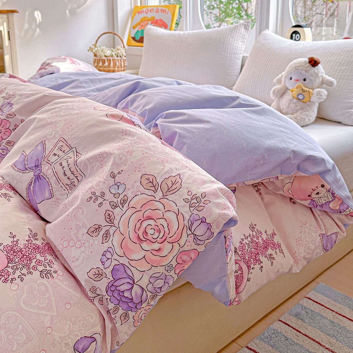 91家纺网 家纺一手货源 找家纺 恩泽家纺 2026新款13372ins全棉印花四件套单品系列-单被套 满香庭